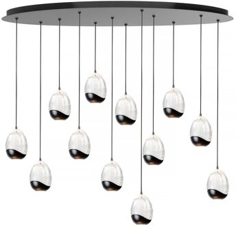 Hanglamp Clear Egg ovaal 12 lichts L 140 cm helder-zwart