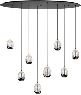 Hanglamp Clear Egg ovaal 8 lichts L 100 cm helder-zwart