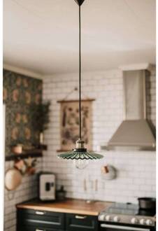 hanglamp COBBLER, groen, Ø 25 cm groen, antiek messing