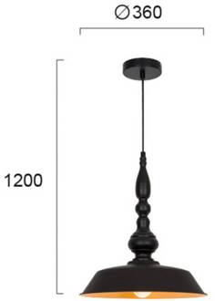 Hanglamp Colin, zwart, Ø 36 cm zwart, koper