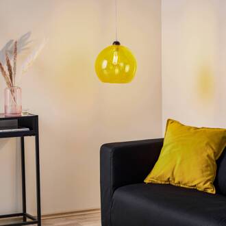 Hanglamp Colour, glazen kap geel geel-transparant, chroom