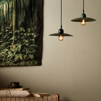 hanglamp Como, zwart, Ø 28 cm, metaal, stekker