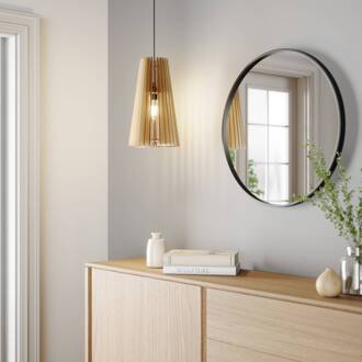 Hanglamp Cone, 1-lamp hout licht, zwart
