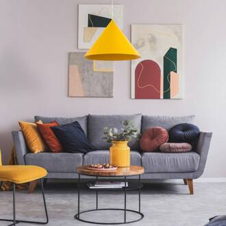 Hanglamp Cono, 1-lamp, Ø 50 cm, geel, E27