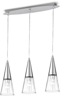 Hanglamp Cono 3-lamps chroom/transparant chroom, transparant