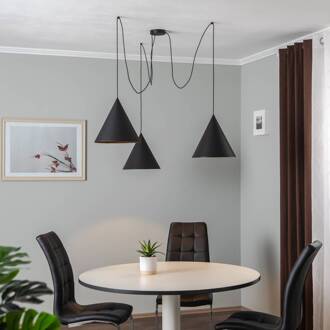 Hanglamp Cono 3-lamps gedecentraliseerde kappen 32 cm zwart zwart mat