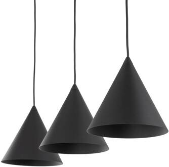 Hanglamp Cono, 3-lamps, zwart, E27