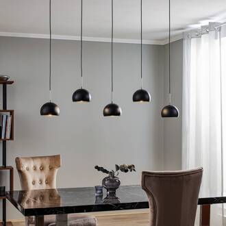 Hanglamp Cool, 5-lamps lang, zwart