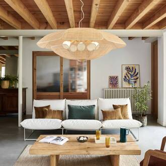 hanglamp Coquillage, 110 cm, naturelkleurig rotan natuurlijke kleur
