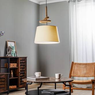 Hanglamp Corda met stoffen kap in touwknopen natuur, beige