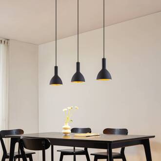 hanglamp Cosmina, 3-lamps, lengte 90 cm, zwart zwart, goud