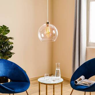 Hanglamp Cubus, transparant, glas, Ø 30 cm, E27 transparant, goud