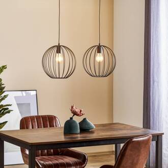 Hanglamp Cumera 2-lamps lang, Ø kappen 30 cm zwart