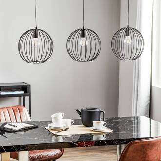 Hanglamp Cumera, 3-lamps, lang zwart