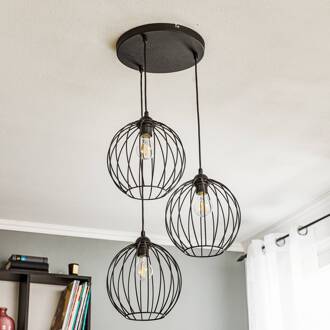 Hanglamp Cumera, 3-lamps, rond zwart