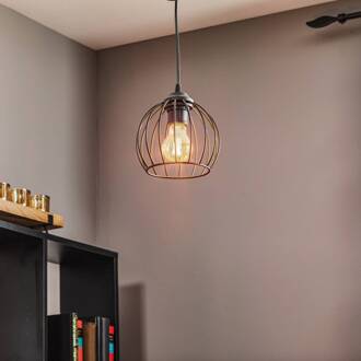 Hanglamp Cumera met kooi-kap, Ø 16 cm zwart