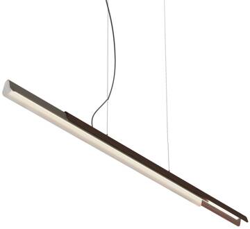 hanglamp Dala lineair, donkergrijs/hout, 3.000 K 150 cm donkergrijs, donker hout