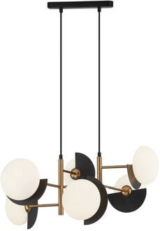 Hanglamp Darcy, zwart/brons, 6-lamps zwart, brons, wit