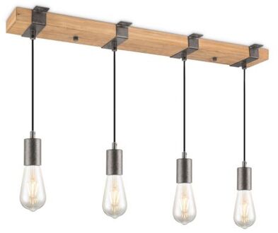 hanglamp Denton 4L hout / burned metal