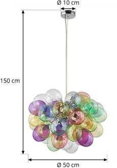 hanglamp Diborah, Ø 50 cm, bont, glas, G9 meerkleurig