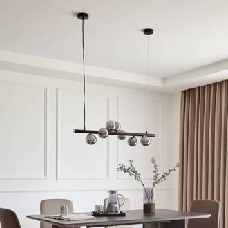 hanglamp Diborah, rookgrijs, glas, 90 cm, G9 rokerig grijs