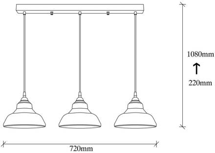 Hanglamp Dilberay 326-S 3-lamps zwart/amber rookgrijs-transparant, zwart
