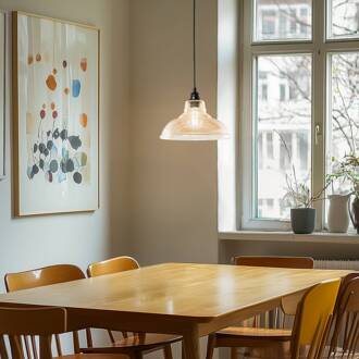 Hanglamp Dilberay 327-S 1-lamp amber/zwart glas Ø 28 cm amber-transparant, zwart