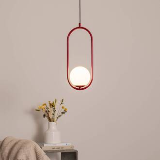 Hanglamp Dione, 1-lamp, wijnrood/wit wijnrood, wit mat