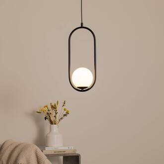 Hanglamp Dione, 1-lamp, zwart/wit zwart, wit mat