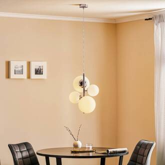 Hanglamp Dione, 4-lamps, chroom wit mat, chroom