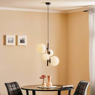 Hanglamp Dione, 4-lamps, zwart wit mat, zwart