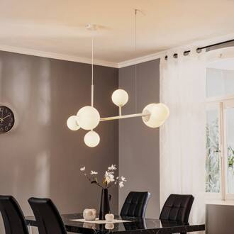 Hanglamp Dione, 6-lamps, wit wit mat, wit