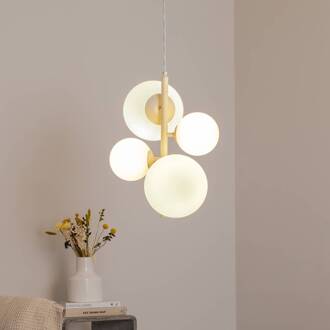 Hanglamp Dione, opaal/crème, 4-lamps crème, opaalwit