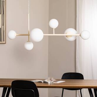 Hanglamp Dione, opaal/crème, 6-lamps crème, opaalwit
