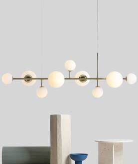 Hanglamp Dione, opaal/goud, 9-lamps goud, opaalwit