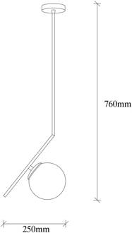 Hanglamp Dolunay 143-AV, zwart, één glazen kap zwart, opaalwit