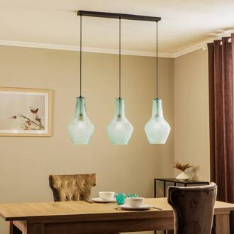 hanglamp Drakar, 3-lamps, lichtblauw, glas, Ø 25 cm lichtblauw, zwart