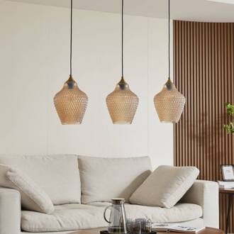 hanglamp Drakar, Ø 22 cm, 3-lamps, amber, glas amber, goud
