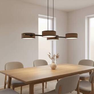 Hanglamp Drumz 4, bruin, stof/staal, lengte 80 cm, E14