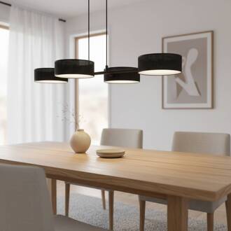 Hanglamp Drumz 4, zwart, stof/staal, lengte 80 cm, E14