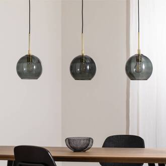 Hanglamp Dulce, rookgrijs/zwart, glas, 3-lamps rookgrijs-transparant, zwart