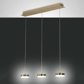 Hanglamp Dunk, messing, 3-lamps, 3.000 K, metaal messing, wit gesatineerd