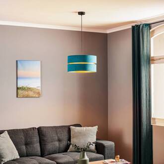 Hanglamp Duo, turquoise/goud, Ø40cm, 1-lamp turkoois, goud