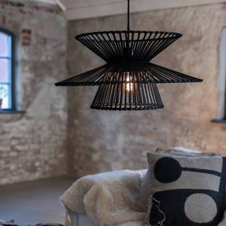 Hanglamp Duplici, zwart, bamboe, Ø 57 cm, E27