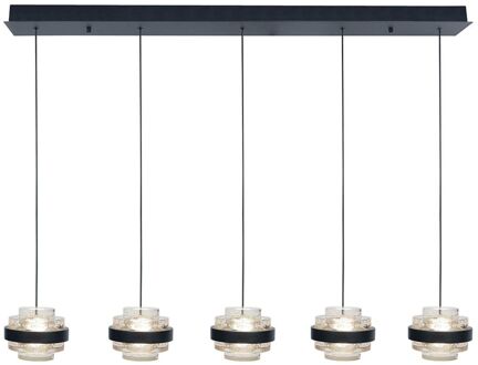 Hanglamp Dynasty 5 lichts L 105 cm clear-zwart