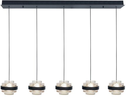 Hanglamp Dynasty 5 lichts L 105 cm clear-zwart