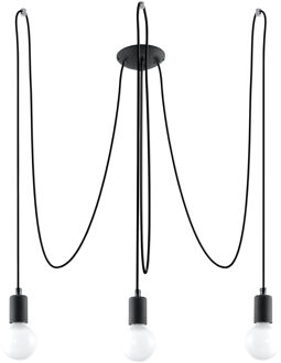 Hanglamp Edison 3 lichts E27 zwart