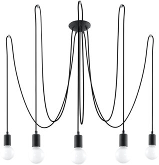 Hanglamp Edison 5 lichts E27 zwart