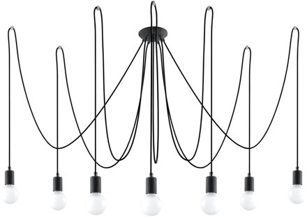 Hanglamp Edison 7 lichts E27 zwart