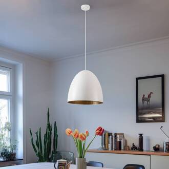 Hanglamp Egg M van metaal, Ø 38 cm, wit wit, goud